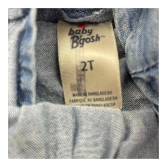 Baby Bgosh Shirt 2T Blue Denim Eyelet Embroidered Sleeveless Ruffle Toddler - Picture 7 of 8